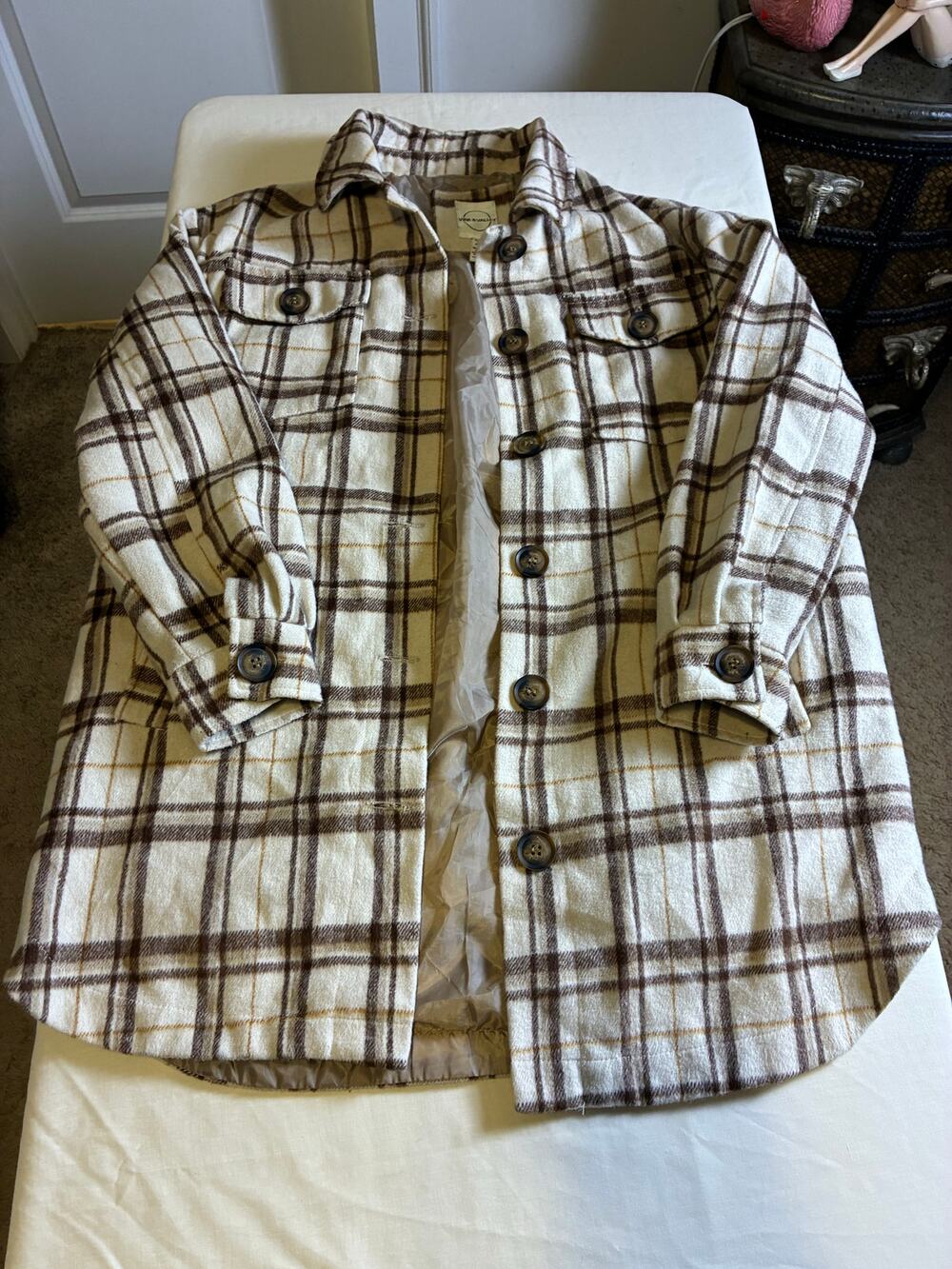 Vine & Valley Plaid Shacket Jacket Womens Small Lined Button Front Flannel